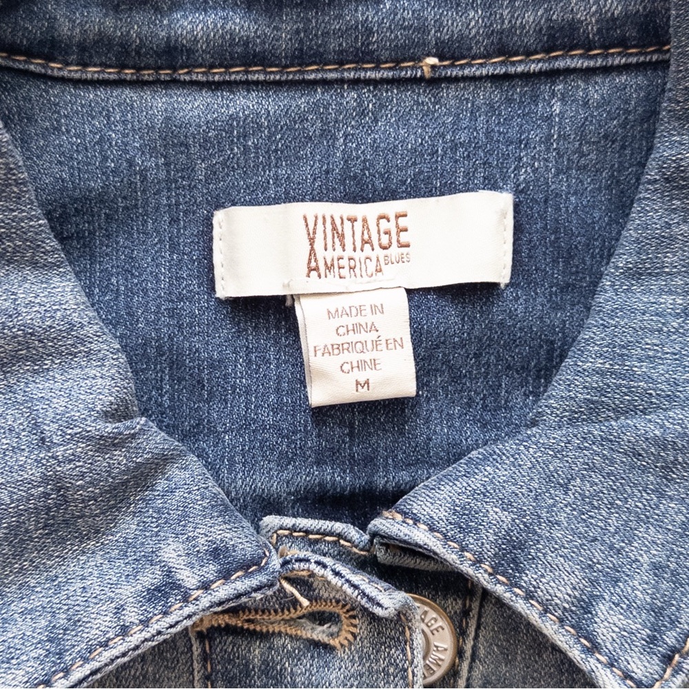 Denim Patchwork Jacket With Patterned Sleeves - image 5